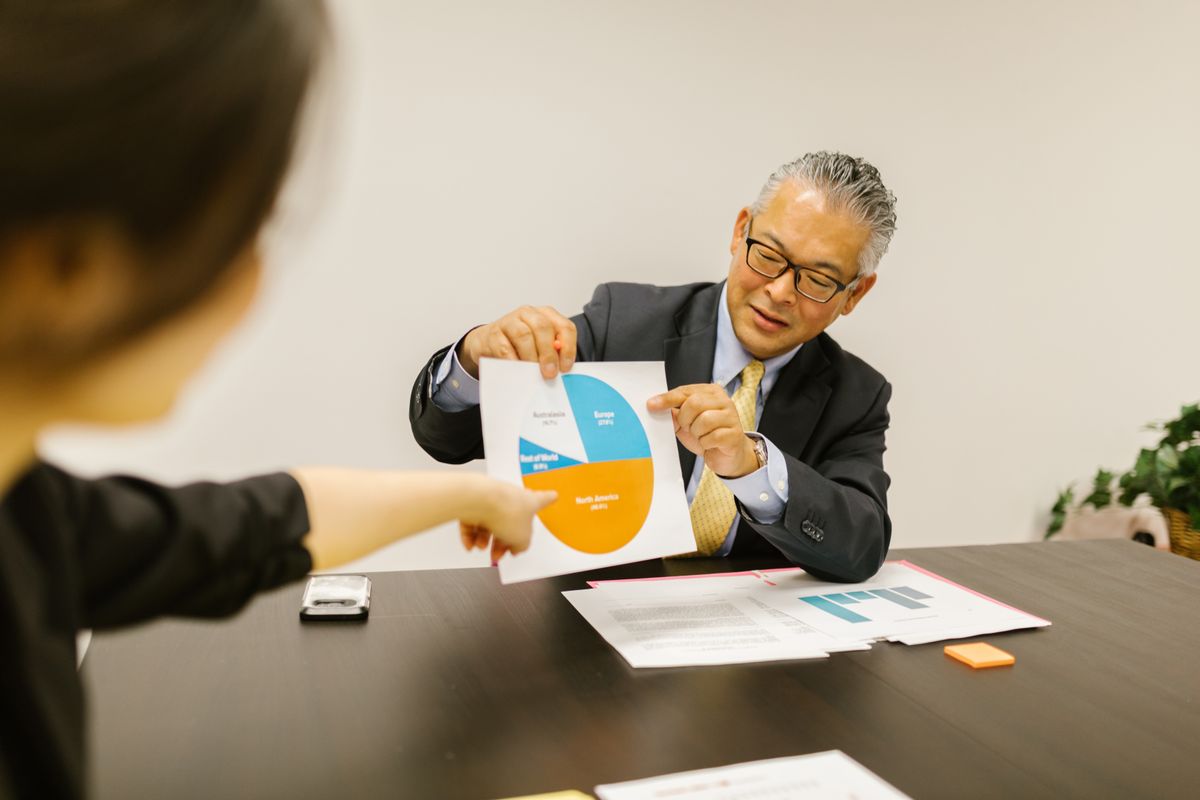 条件に応じて新規開拓営業代行会社を選定する社内検討の様子